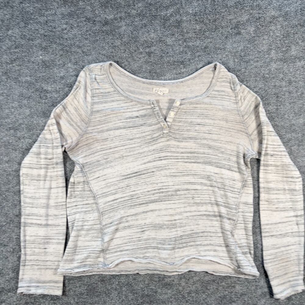Aeropostale Womens Heathered Gray Henley Long Sleeve Knit Top Size Large